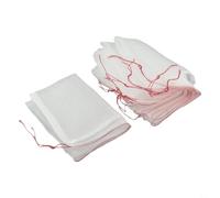 Lot de 10 sacs en maille de nylon blanc pour la protection des fruits du jardin - Filet respirant avec cordon de serrage pour protéger les tomates, les raisins, les pommes des oiseaux et des parasites