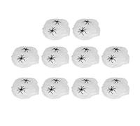 Lot de 10 sacs en toile d'araignée, décorations d'Halloween, bar, maison hantée, accessoires de scène KTV (blanc + 2 araignées)