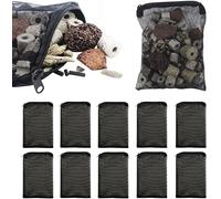 Lot de 10 sacs filtrants en maille de 1 mm pour aquarium avec fermeture éclair en plastique pour charbon de bois, boules biologiques, anneaux en céramique, dissolvant d'ammoniac (taille L, 15 x 20 cm