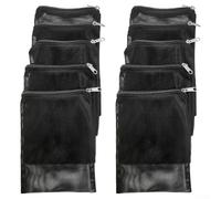 Lot de 10 sacs filtrants pratiques en nylon avec fermeture éclair pour une utilisation sans effort (35 x 40 cm, noir)