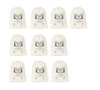 Lot de 10 sacs réutilisables pour fêtes d'Halloween avec imprimé tête de mort pour le stockage de bonbons, solution d'emballage cadeau en coton et lin mélangé