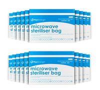 Lot de 10 sacs stérilisateurs de micro-ondes Max Strength de qualité supérieure - Grands et robustes - À vapeur - Pour biberons, tétines, jouets de dentition et tasses d'apprentissage - 20 utilisation par sac - Système de marquage - Sans produit chimique et zone de sécurité
