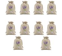 Lot de 10 sacs vides lavande avec cordon de serrage en coton blanc et lin pour rangement de parfum, décoration de voiture, armoire (10 x 15 cm_G)