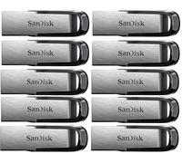 Lot de 10 SanDisk Ultra Flair 128 Go Clé USB 3.0 dotée d'un corps épuré en métal 150 Mo/s - Noire (10pcs)