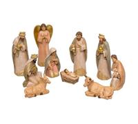 Lot de 10 santons pour crèche de Noël - ATMOSPHERA - H.15 cm - Résine - Pack de 10 - Décor de Noël
