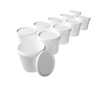 Lot de 10 seaux avec couvercle - 5 l - Blanc - Rond - En plastique alimentaire - Hermétique et stable - Avec poignée - Convient pour les colles alimentaires et chimiques