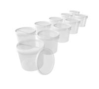 Lot de 10 seaux avec couvercle - 5 l - Transparent - Rond - En plastique alimentaire, hermétique et stable - Seau vide avec poignée et couvercle - Convient pour les denrées alimentaires, les produits