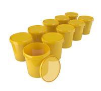 Lot de 10 seaux avec Couvercle - Jaune - 16 litres - Étanche à l'air et Stable - Convient à Un Usage Alimentaire - avec poignée et Couvercle - pour Produits Chimiques