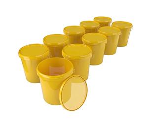 Lot de 10 seaux avec Couvercle - Jaune - 16 litres - Étanche à l'air et Stable - Convient à Un Usage Alimentaire - avec poignée et Couvercle - pour Produits Chimiques