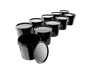 Lot de 10 seaux en plastique avec couvercle - 5 l - Noir - Rond - Convient à un usage alimentaire, hermétique et stable - Avec poignée - Convient pour les produits chimiques alimentaires