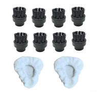 Lot de 10 serpillères à vapeur et brosse ronde pour nettoyeur vapeur Dupray - Fixation triangulaire - Accessoires lavables et réutilisables pour le nettoyage de la cuisine et de la salle de bain
