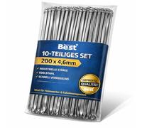 Lot de 10 serre-câbles en acier inoxydable - 200 x 4,6 mm - Serre-câbles métalliques extra solides - Antirouille - Résistant à la chaleur - Pour la gestion des câbles, la construction de clôtures