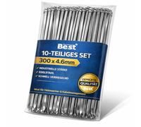 Lot de 10 serre-câbles en acier inoxydable - 300 x 4,6 mm - Attaches de câble en métal extra solides - Antirouille - Résistant à la chaleur - Pour la gestion des câbles, la construction de clôtures