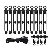 Lot de 10 serre-câbles en silicone pour cordons et câbles pour l'organisation | Fixation élastique polyvalente pour fil extérieur, stockage de voiture, bureau, chargeur