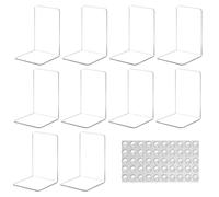 Lot de 10 Serre Livre en Acrylique avec Autocollants Antidérapants pour Chambre École Bibliothèque Cale Livre pour L'etagere Bureau