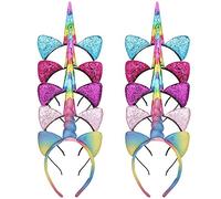 Lot de 10 serre-têtes licorne à paillettes pour filles et femmes - Couleur aléatoire