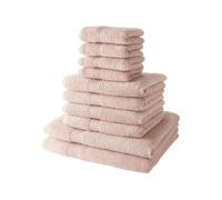 Lot de 10 serviettes de bain comprenant 4 serviettes 30x50 + 4 serveites 50x90 + 2 Draps de bain 70x130 cm 100% Coton - Rose