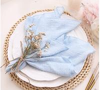 Lot de 10 Serviettes de Table en Gaze 100% Coton Doux Naturel, lavables, idéales pour Les Mariages, Les décorations, Les dîners, la Famille et l'utilisation Quotidienne (Bleu Clair)