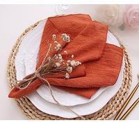 Lot de 10 Serviettes de Table en Gaze 100% Coton Doux Naturel, lavables pour décoration de Mariage, Thanksgiving, Utilisation Quotidienne en Famille, 40 x 40 cm, Terre Cuite