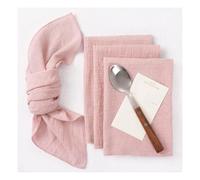 Lot de 10 serviettes de table rétro en gaze de coton avec bords cousus, 30 x 30 cm, pour fête de mariage, Noël, décoration de table (10 pièces rose)
