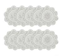 Lot de 10 sets de table ronds faits à la main en dentelle crochetée, tissu mélangé pour une protection durable de la table dans n'importe quel environnement (rose)