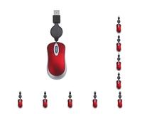 Lot de 10 souris d'ordinateur ultra-légères à 3 boutons filaire petite main 1000 DPI rétractables design ergonomique souris de jeu évolutives enfants rouge