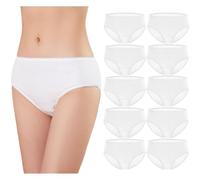 Lot de 10 sous-Vêtements Jetables pour Femmes Coton Blanc Culottes de Maternité Grossesse Après l'accouchement Culotte pour Voyage Hôtel Spa Menstruels Maternité Postpartum - Emballage Individuel
