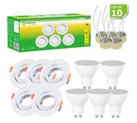 Lot de 10 Spot LED 4.9W 120° GU10 orientable downlight Ø90 Lumière Blanc Neutre - LAMPESECOENERGIE