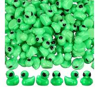 Lot de 10 statues de canard extraterrestre vert - Mini figurine de collection en résine sur le thème des OVNI, convient pour les amateurs de science-fiction, décoration de bureau, parfaite pour le