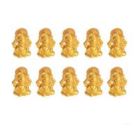 Lot de 10 statues d'éléphant de Ganesh en résine - Figurine de dieu hindou pour la maison, le temple, la méditation, le yoga, la décoration de la chambre - Doré - 3,1 x 2,4 cm