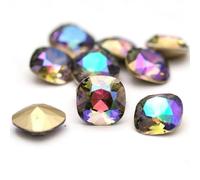 Lot de 10 strass multicolores 5A en verre, coussin en cristal, décorations pour bijoux, colle libre, pour nail art, strass pour vêtements, lumière fantôme, 6 mm, 10 pièces