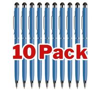Lot de 10 stylets 2 en 1 pour écran tactile et tablette avec stylos à bille compatibles avec iPad, iPhone, Kindle Fire, Samsung Galaxy et Android Bleu
