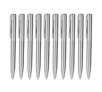 Lot de 10 stylos à bille en métal à action torsadée - Pointe de 1 mm - Écriture fluide - Encres noires et bleues argentées