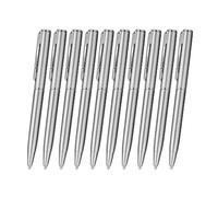 Lot de 10 stylos à bille en métal à action torsadée - Pointe de 1 mm - Écriture fluide - Encres noires et bleues argentées