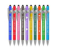 Lot de 10 stylos à bille inspirants avec citations de motivation amusantes, stylos à bille rétractables, stylos d'affirmation avec pointe pour écran tactile