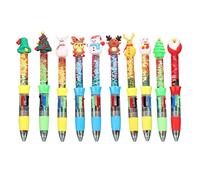 Lot de 10 stylos à bille multicolores de Noël 4 couleurs en 1 pour journal intime Sable dérive multicolore pour étudiant artiste outil d'écriture coloré