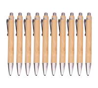 Lot de 10 stylos à bille rétractables en bambou de 0,5 mm pour écrire, stylo à bille rétractable de 0,5 mm pour étudiant