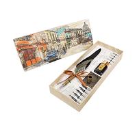 Lot de 10 stylos à plume rétro portables pour calligraphie avec tige de bouteille/10 pointes de stylo, cadeau d'affaires