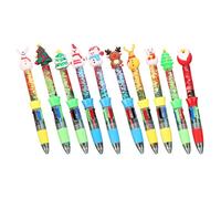 Lot de 10 stylos multicolores rétractables multicolores de Noël 4 couleurs en 1 pour journal intime, note, outil d'écriture coloré