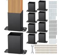 Lot de 10 Support de Poteau Bois-VEVOR-102x102 mm Base de Poteaux Interne-pour Support Garde-corps Terrasse, Pavillon