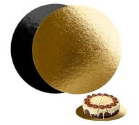Lot de 10 Supports à Gâteaux Ronds 15cm Ø | Carton Réversible Doré et Noir | Socle Gâteau Parfaites pour Pâtisserie, Tarte et Biscuits | 1 mm d'épaisseur | Fabriqués en Europe