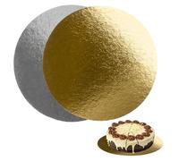 Lot de 10 Supports à Gâteaux Ronds 30cm Ø | Carton Réversible Doré et Argent | Socle Gâteau Parfaites pour Pâtisserie, Tarte et Biscuits | 1 mm d'épaisseur | Fabriqués en Europe