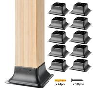 lot de 10 supports de poteaux Douille de sol croisée 153x153x62mm - Acier au carbone - Idéal pour les balustrades de véranda, pergolas et colonnes