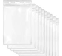 Lot de 10 supports verticaux épais en plastique rigide transparent pour carte d'identité - En PVC - Étanche - Pour le bureau et l'école - 15 cm