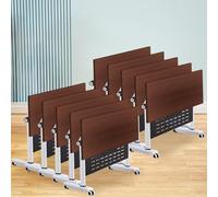 Lot de 10 tables d'entraînement pliables mobiles avec dessus rabattable, roues verrouillables, bureau moderne de salle de conférence, table de salle de réunion exécutive pour bureau et salle de classe