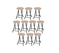 Toilinux - Lot de 10 Tabourets d'appoint pliables industriel Dock - Noir - Dock Noir