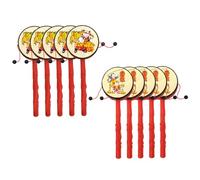 Lot de 10 Tambours à Main Chinois Traditionnels, hochets de Singe, Instrument Percussion pour Enfants, Panda, Tambour Rotatif, Instruments guérison sonore