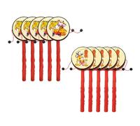 Lot de 10 tambours à main chinois traditionnels, hochets de singe, instruments percussion pour enfants, instruments guérison sonore, tambour panda, tambour rotatif