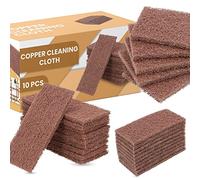 Lot de 10 tampons de nettoyage non tissés sans métal pour tuyaux en cuivre - Raccord de soudure - Tubes en cuivre - Tampon de nettoyage - Fibre élastique - Polissage - Nettoyant anti-saleté