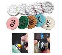 Lot de 10 tampons de polissage pour disques de meulage humides et secs, grains 100/150/300/500/800#, tampons abrasifs liés à la résine pour granit, marbre, béton, pierre
